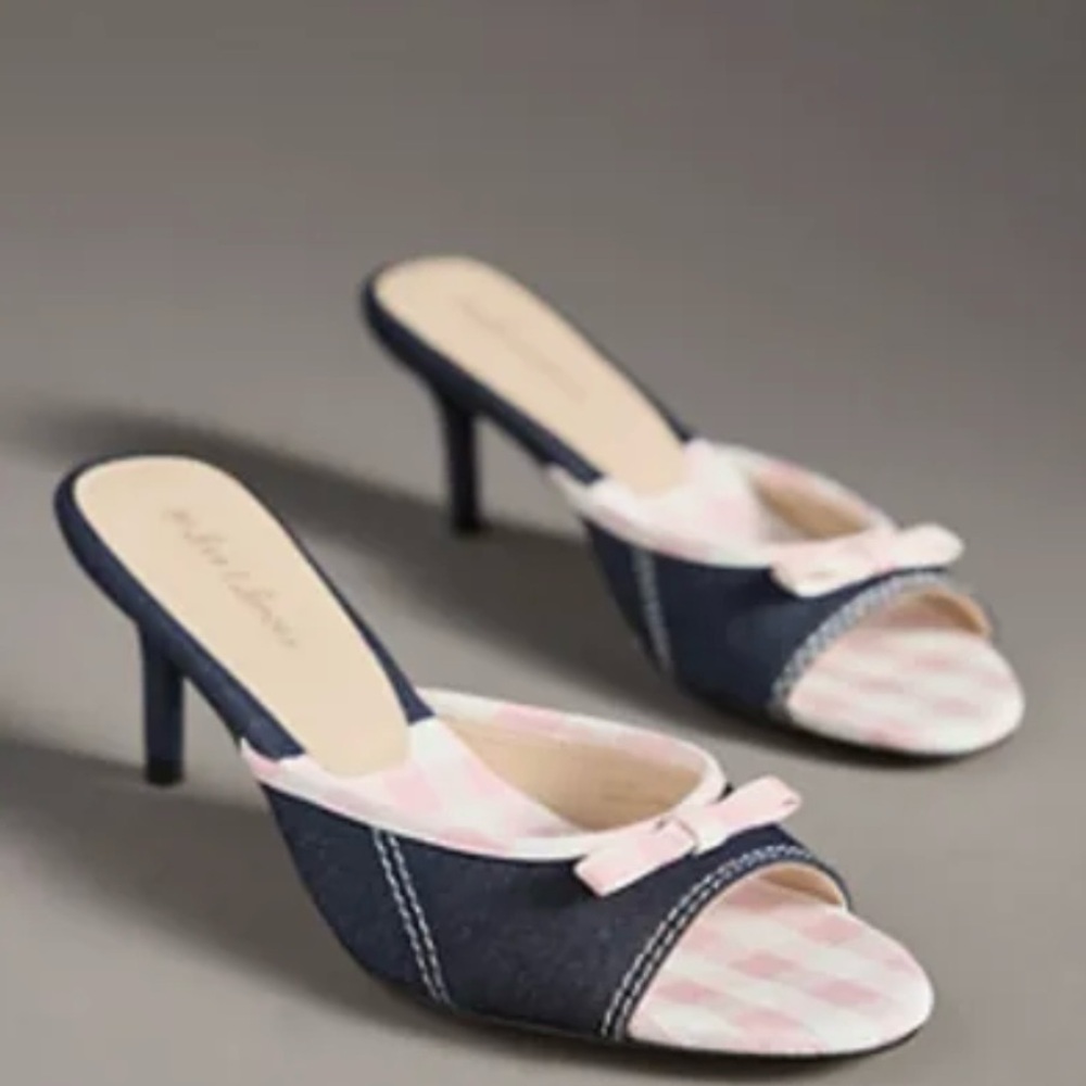 For Love & Lemons Cassandra Denim Kitten Heels-Size 41 $198 NWT